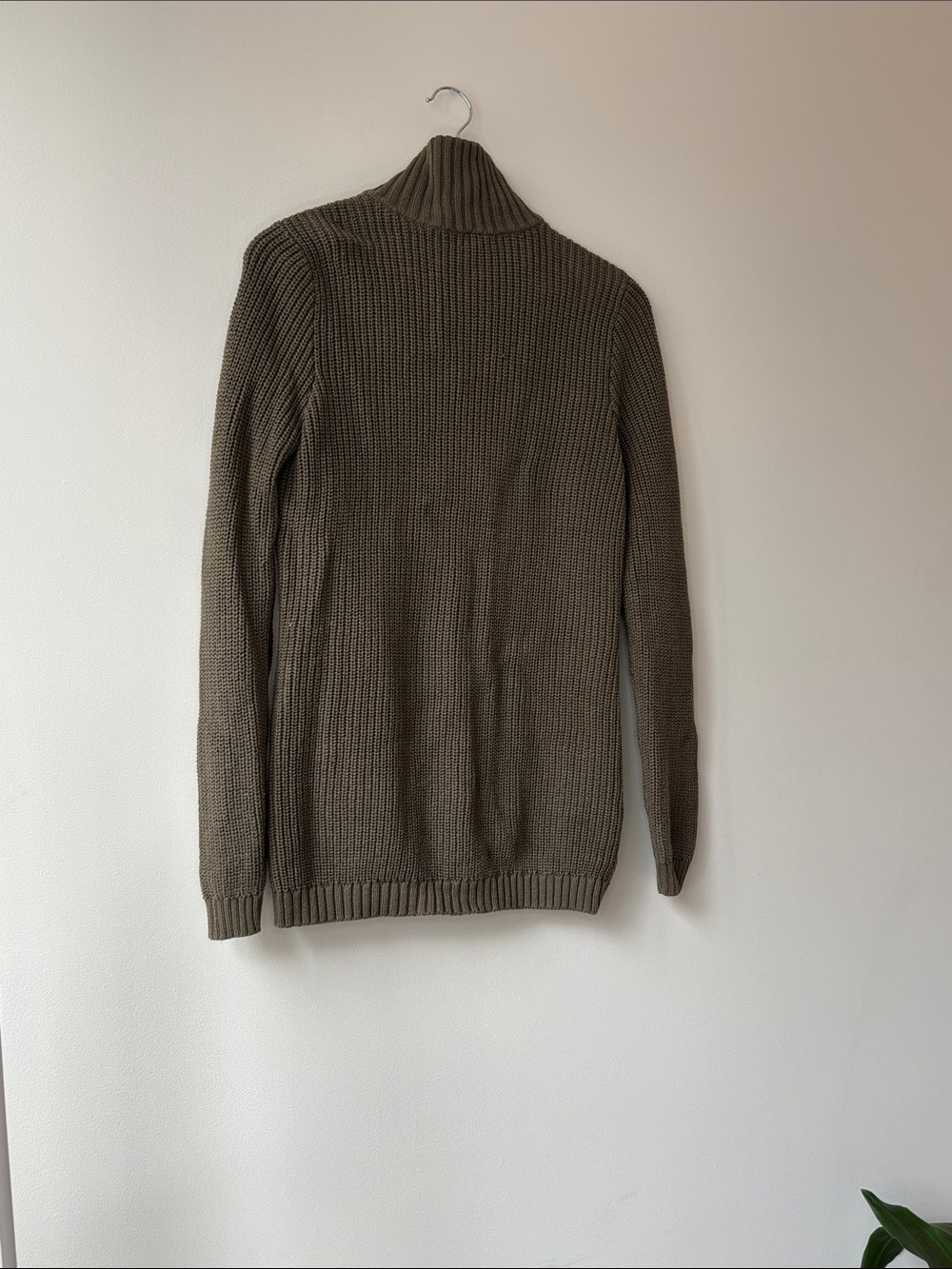 Chaps Olive Button-Up Ribbed Knit Cardigan - Picture 7 of 7